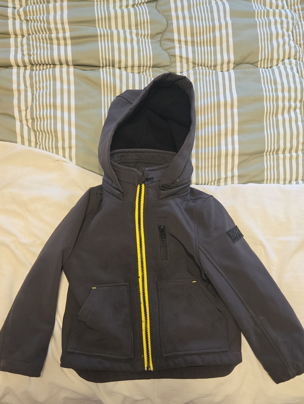 Michael Kors Hooded Softshell Jacket with Yellow Zip